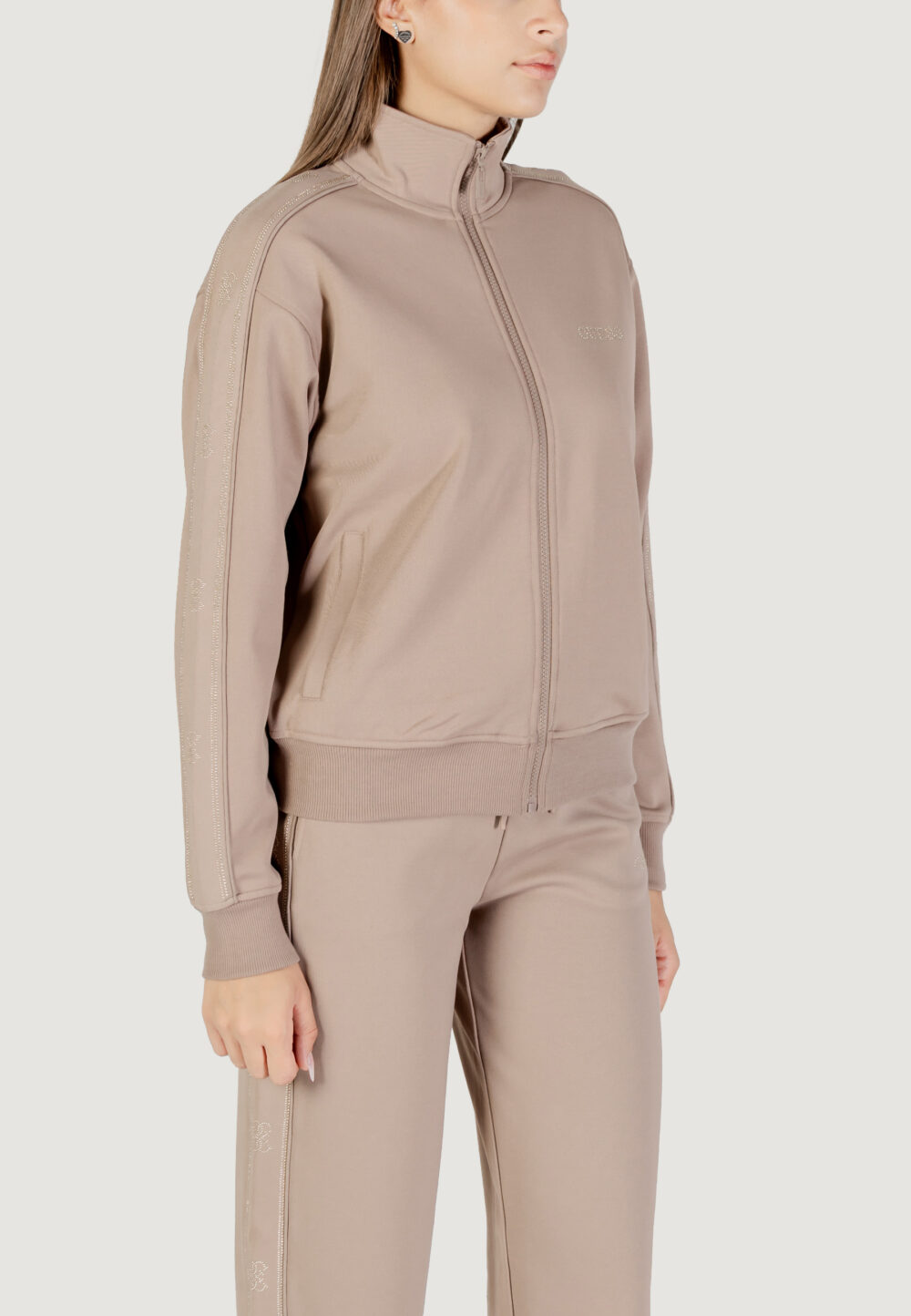 Felpa con cappuccio Guess Active OCTAVIA HIGH NECK FULL-ZIP SWE Taupe - Foto 5