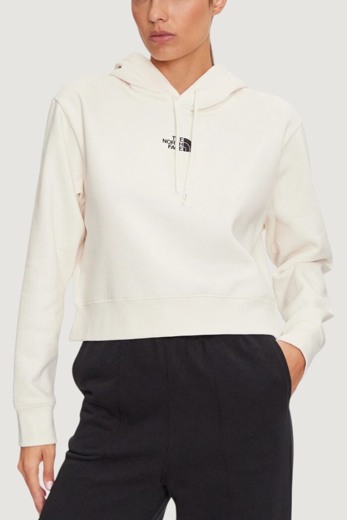 Felpa con cappuccio The North Face W ESSENTIAL CROP HOODIE Panna