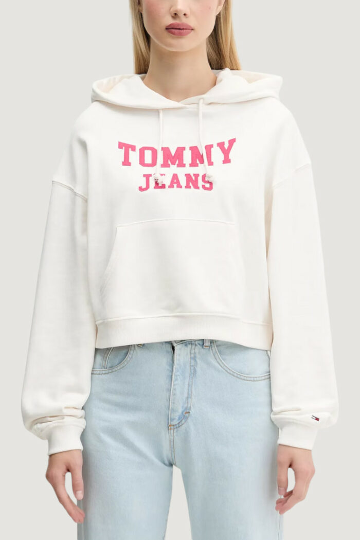 Felpa con cappuccio Tommy Hilfiger TJW BXY CRP VARSITY Panna – DW0DW21598