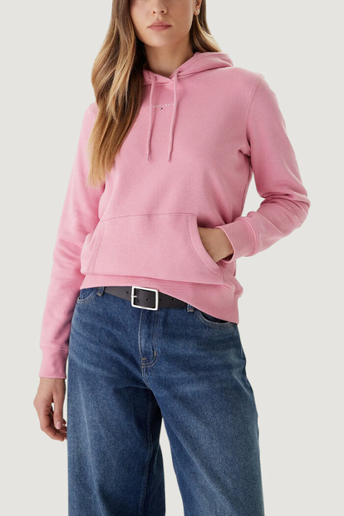 Felpa con cappuccio Tommy Hilfiger TJW REG LINEAR HOODI Rosa