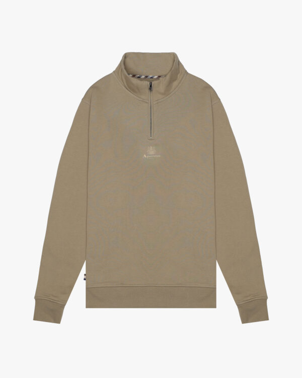 Felpa senza cappuccio Aquascutum Active CENTERED LOGO 1/4 ZIP FLEECE Beige scuro - Foto 1