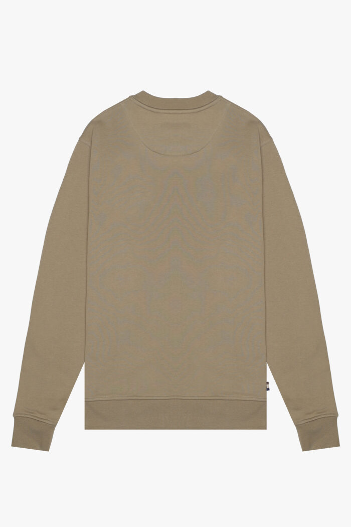 Felpa senza cappuccio Aquascutum Active RUBBER PATCH CREW NECK FLEECE Beige scuro – AW_ICON_SW008