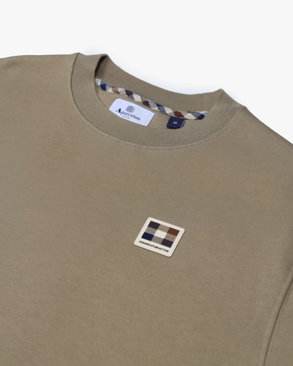 Felpa senza cappuccio Aquascutum Active RUBBER PATCH CREW NECK FLEECE Beige scuro - Foto 3