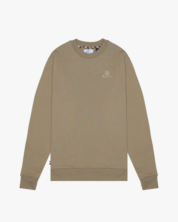Felpa senza cappuccio Aquascutum Active SMALL LOGO CREW NECK FLEECE Beige scuro - Foto 1