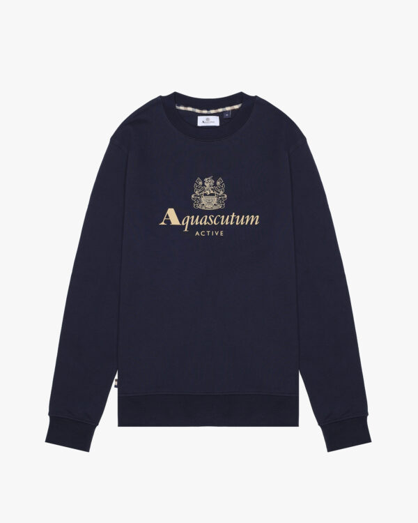 Felpa senza cappuccio Aquascutum Active BIG LOGO CREW NECK FLEECE Blu - Foto 1