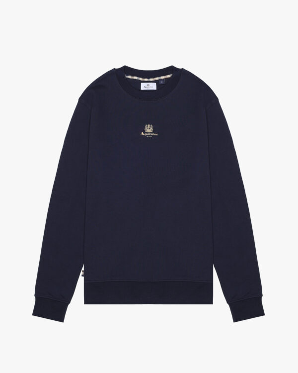 Felpa senza cappuccio Aquascutum Active CENTERED LOGO CREWNECK Blu - Foto 1