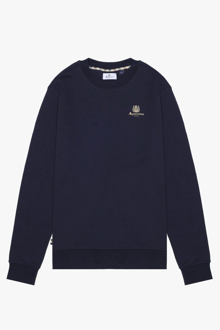 Felpa senza cappuccio Aquascutum Active SMALL LOGO CREW NECK FLEECE Blu – AW_ICON_SW006