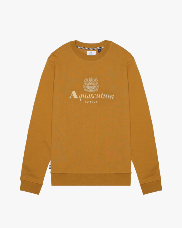 Felpa senza cappuccio Aquascutum Active BIG LOGO CREW NECK FLEECE Bronzo - Foto 1