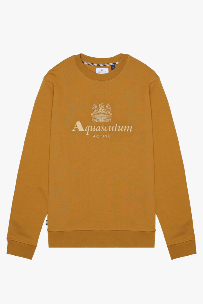 Felpa senza cappuccio Aquascutum Active BIG LOGO CREW NECK FLEECE Bronzo – AW_ICON_SW007