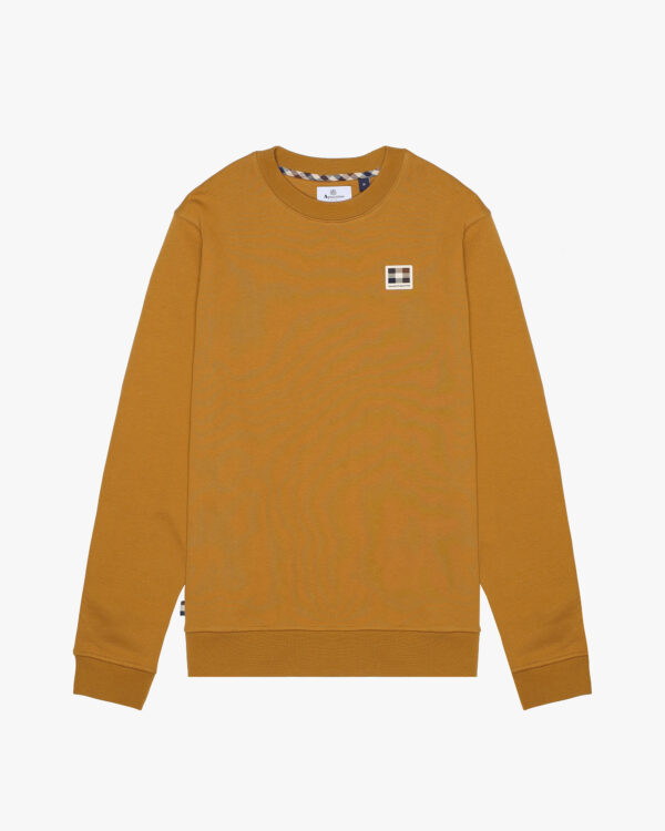 Felpa senza cappuccio Aquascutum Active RUBBER PATCH CREW NECK FLEECE Bronzo - Foto 1