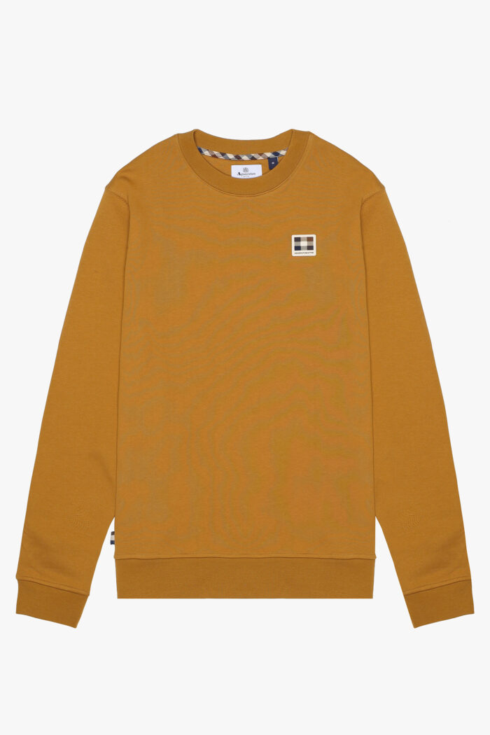 Felpa senza cappuccio Aquascutum Active RUBBER PATCH CREW NECK FLEECE Bronzo – AW_ICON_SW008