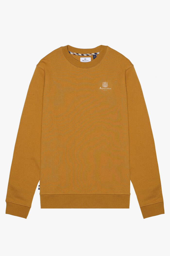 Felpa senza cappuccio Aquascutum Active SMALL LOGO CREW NECK FLEECE Bronzo – AW_ICON_SW006
