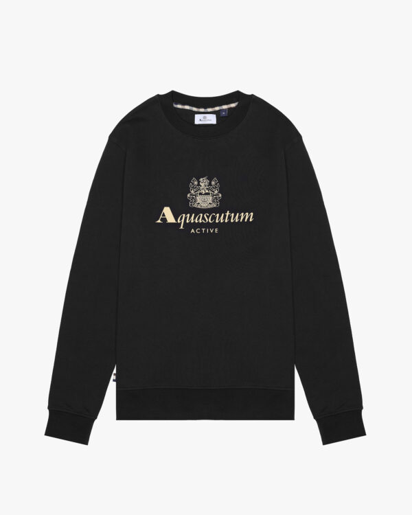 Felpa senza cappuccio Aquascutum Active BIG LOGO CREW NECK FLEECE Nero - Foto 1