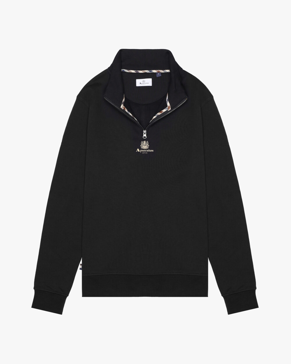 Felpa senza cappuccio Aquascutum Active CENTERED LOGO 1/4 ZIP FLEECE Nero - Foto 3