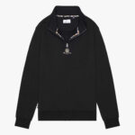 Felpa senza cappuccio Aquascutum Active CENTERED LOGO 1/4 ZIP FLEECE Nero - Foto 3