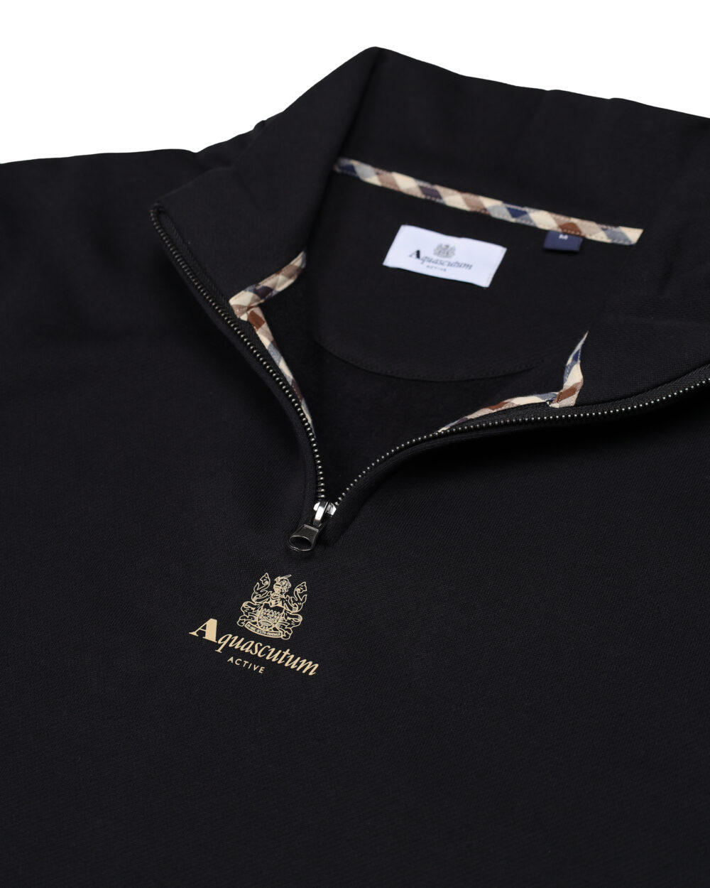 Felpa senza cappuccio Aquascutum Active CENTERED LOGO 1/4 ZIP FLEECE Nero - Foto 4