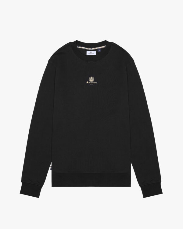 Felpa senza cappuccio Aquascutum Active CENTERED LOGO CREWNECK Nero - Foto 1