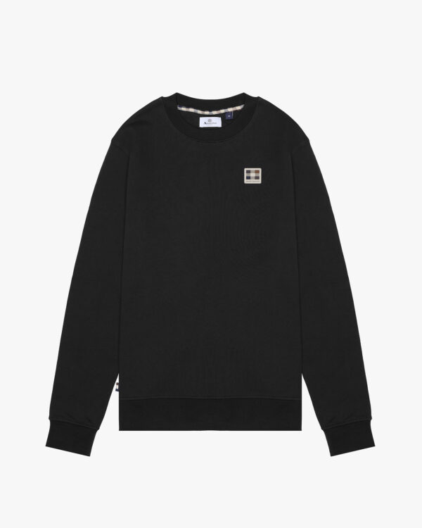 Felpa senza cappuccio Aquascutum Active RUBBER PATCH CREW NECK FLEECE Nero - Foto 1