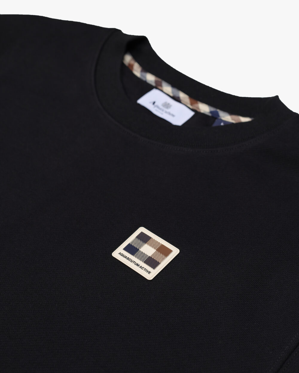 Felpa senza cappuccio Aquascutum Active RUBBER PATCH CREW NECK FLEECE Nero - Foto 3