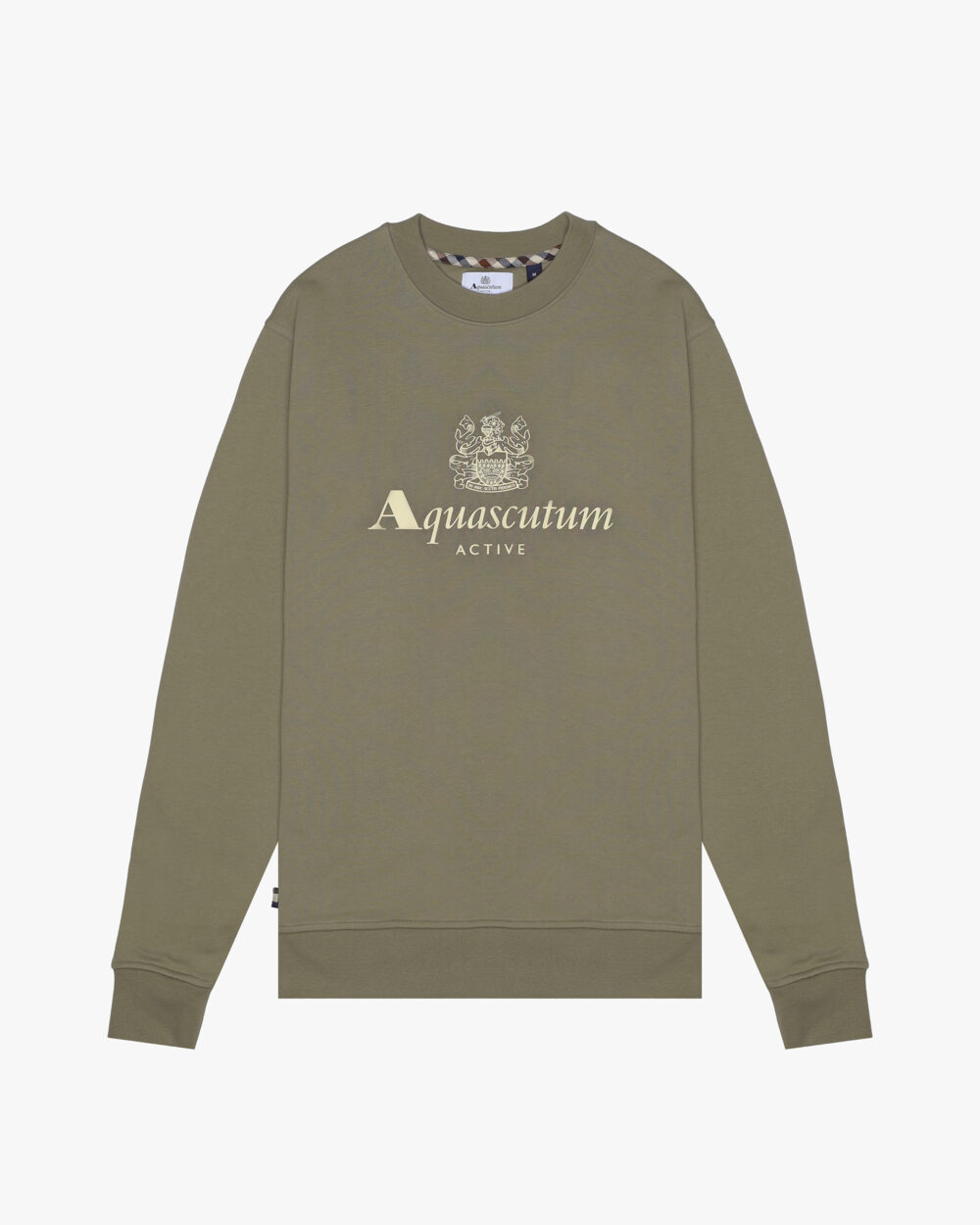 Felpa senza cappuccio Aquascutum Active BIG LOGO CREW NECK FLEECE Verde Oliva - Foto 1