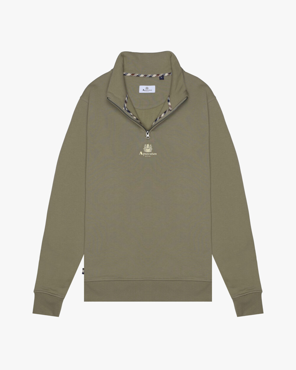 Felpa senza cappuccio Aquascutum Active CENTERED LOGO 1/4 ZIP FLEECE Verde Oliva - Foto 3