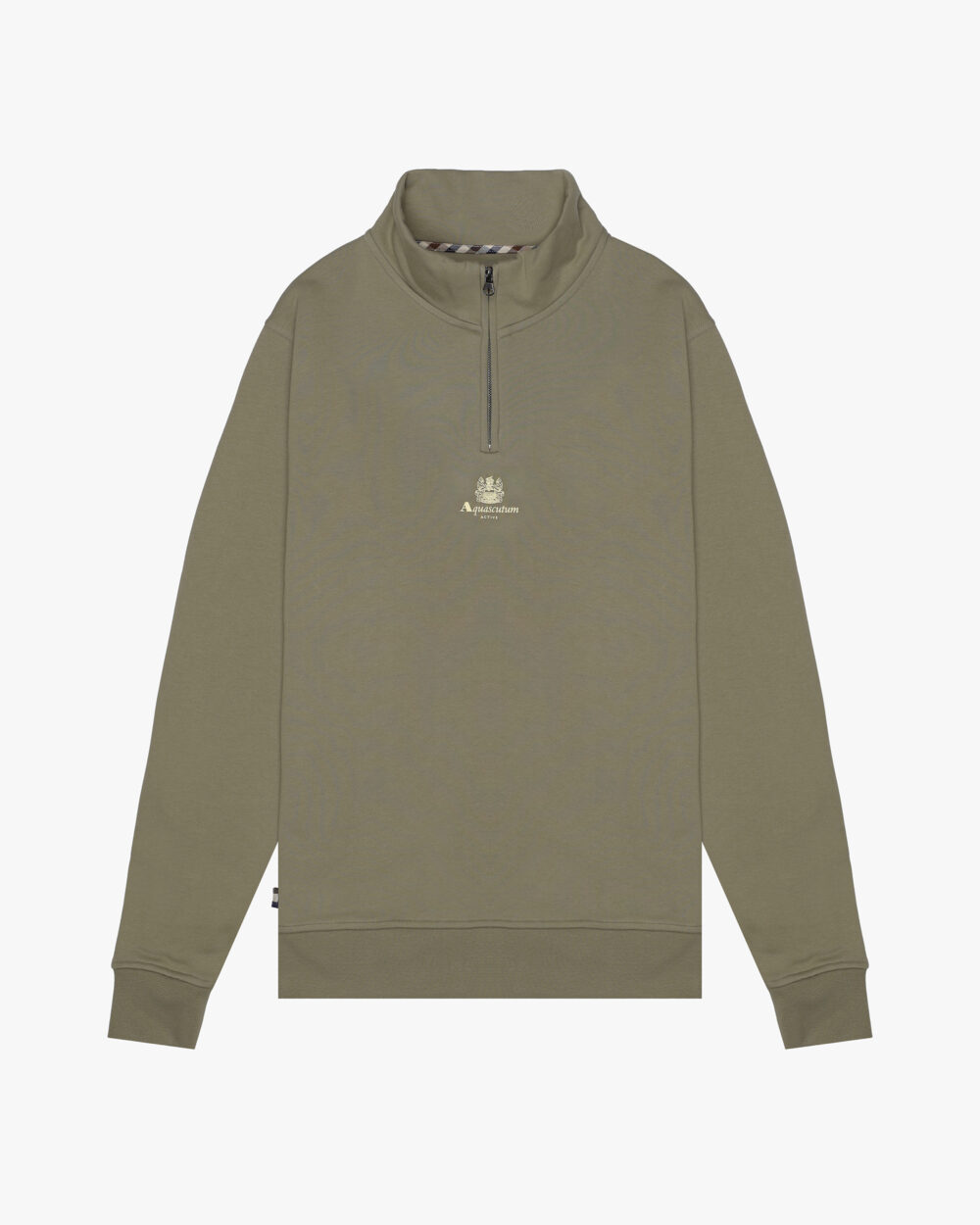 Felpa senza cappuccio Aquascutum Active CENTERED LOGO 1/4 ZIP FLEECE Verde Oliva - Foto 1