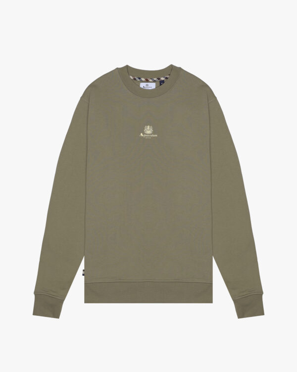 Felpa senza cappuccio Aquascutum Active CENTERED LOGO CREWNECK Verde Oliva - Foto 1