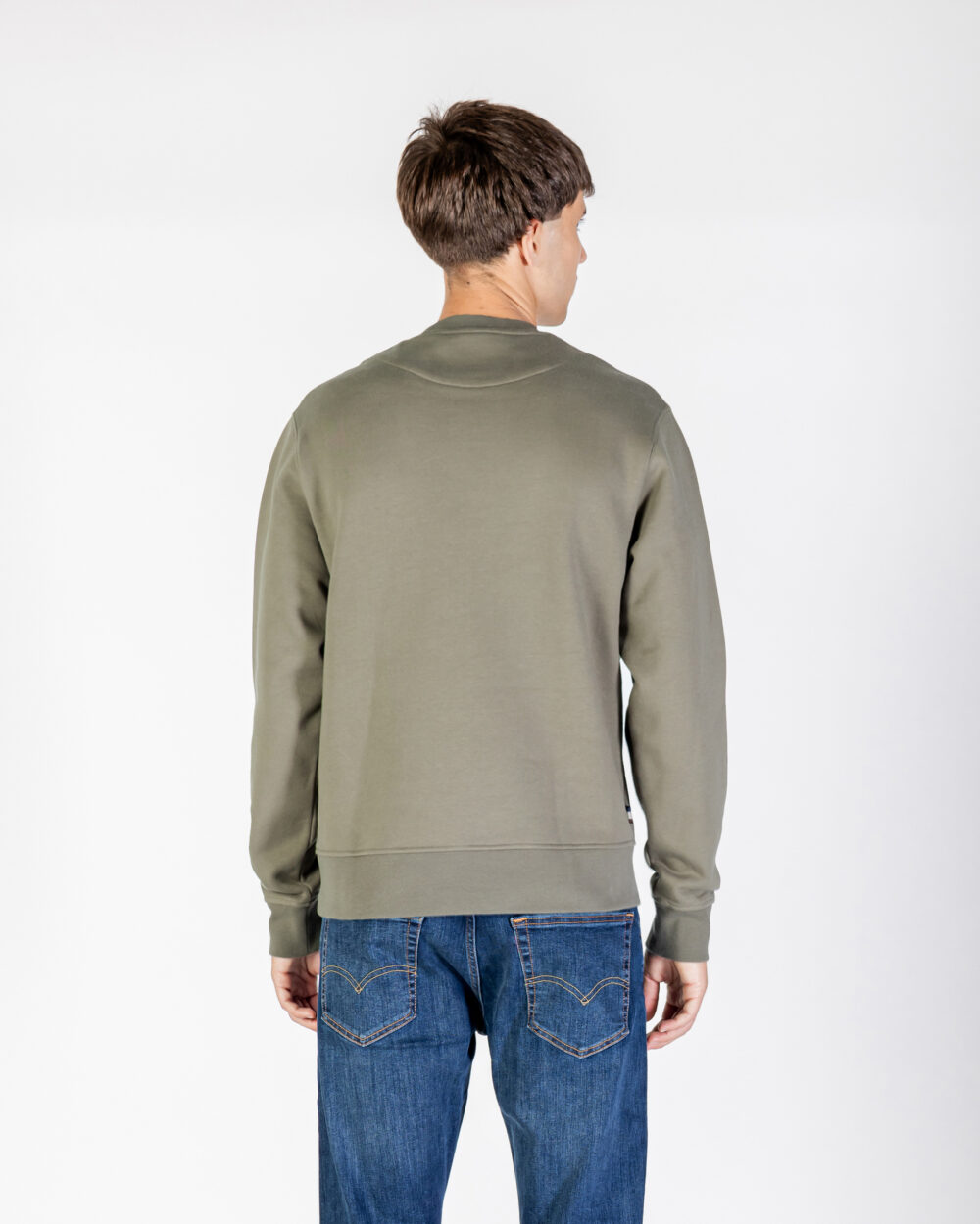 Felpa senza cappuccio Aquascutum Active RUBBER PATCH CREW NECK FLEECE Verde Oliva - Foto 3