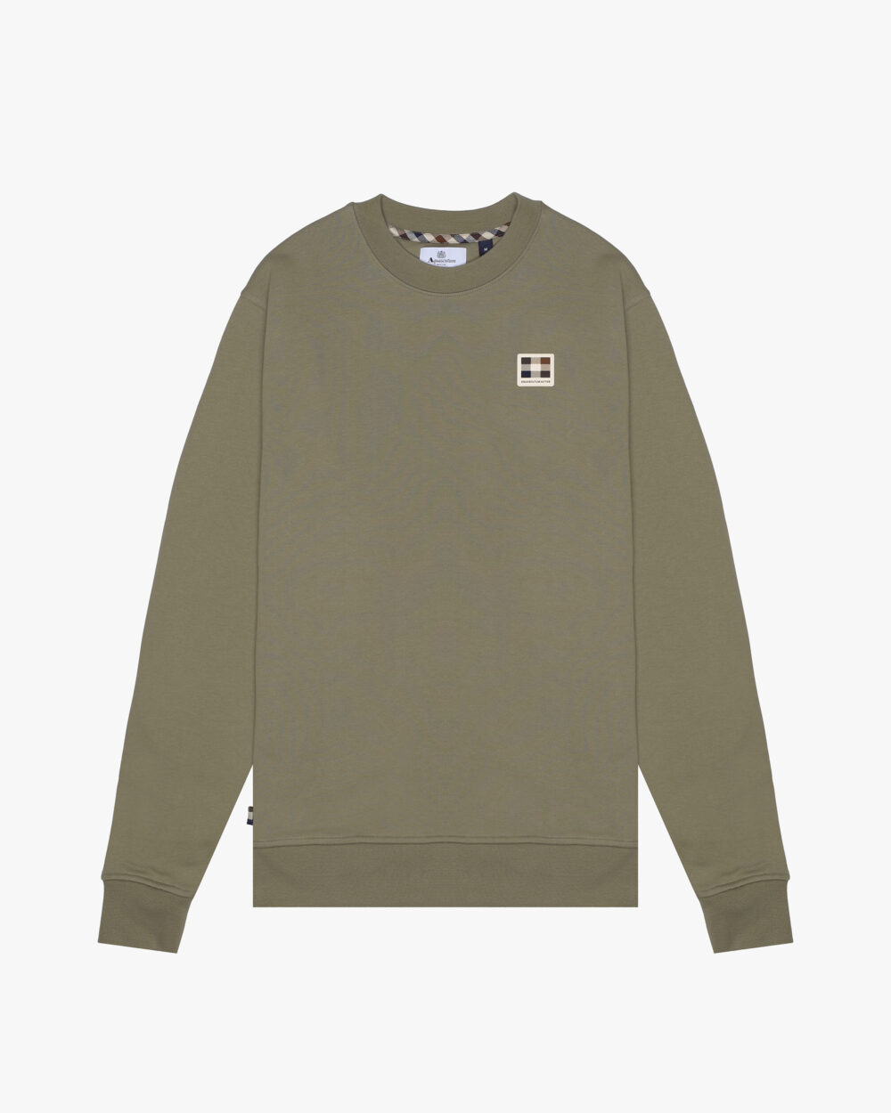 Felpa senza cappuccio Aquascutum Active RUBBER PATCH CREW NECK FLEECE Verde Oliva - Foto 1