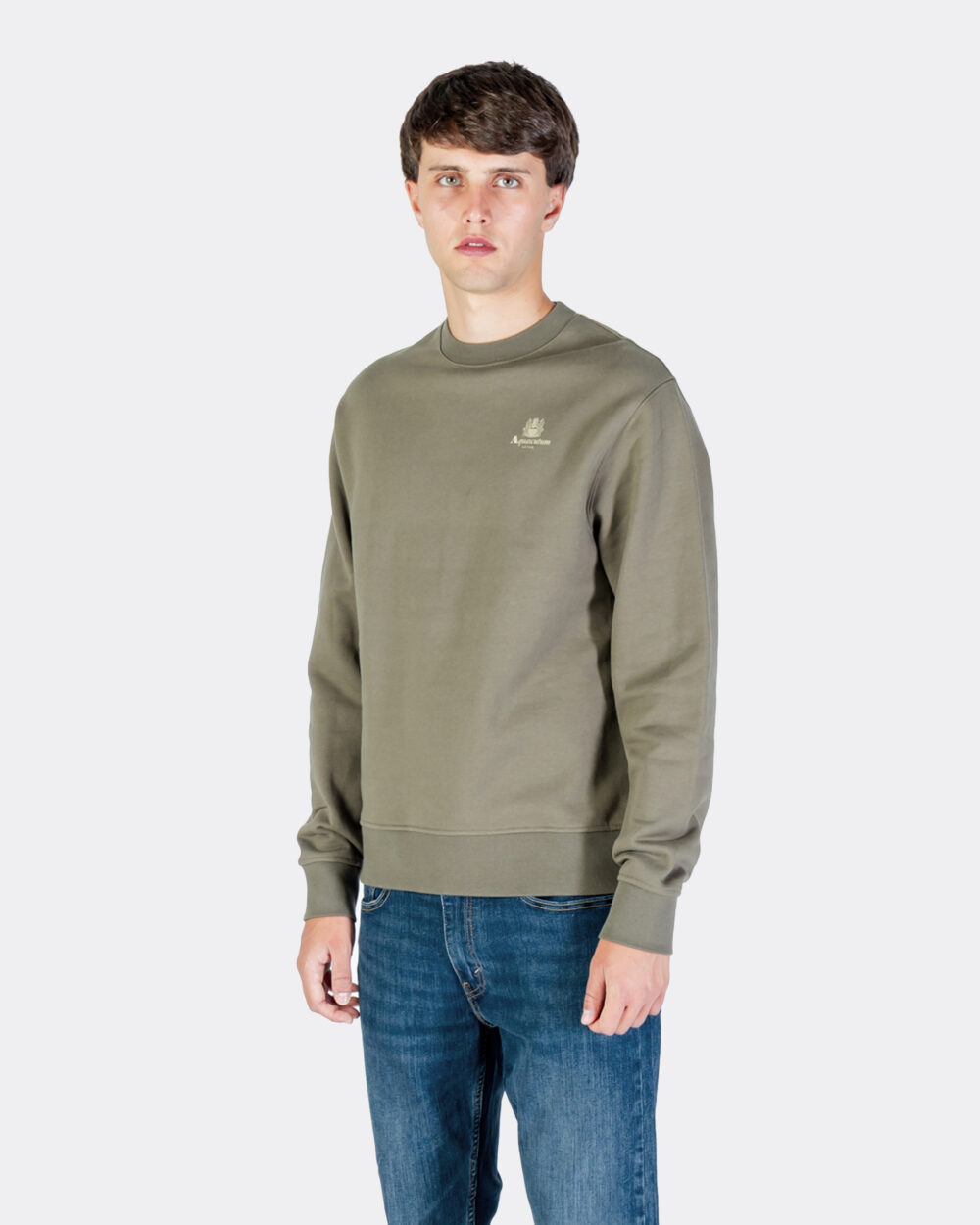 Felpa senza cappuccio Aquascutum Active SMALL LOGO CREW NECK FLEECE Verde Oliva - Foto 2