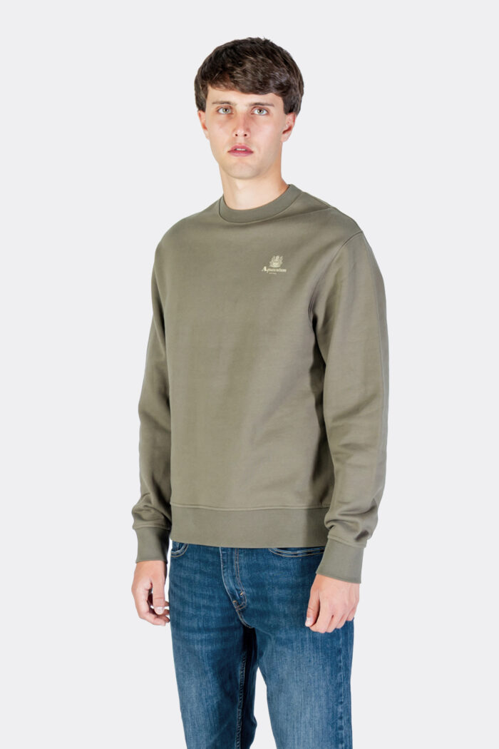 Felpa senza cappuccio Aquascutum Active SMALL LOGO CREW NECK FLEECE Verde Oliva – AW_ICON_SW006