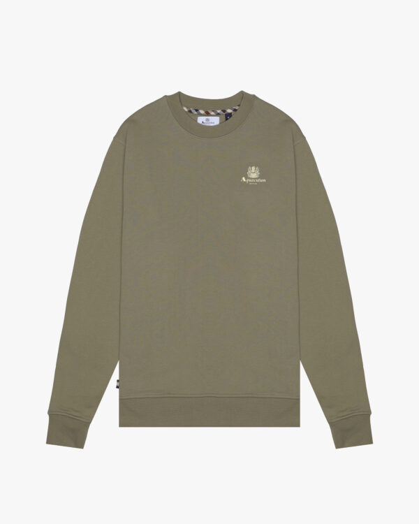 Felpa senza cappuccio Aquascutum Active SMALL LOGO CREW NECK FLEECE Verde Oliva - Foto 1