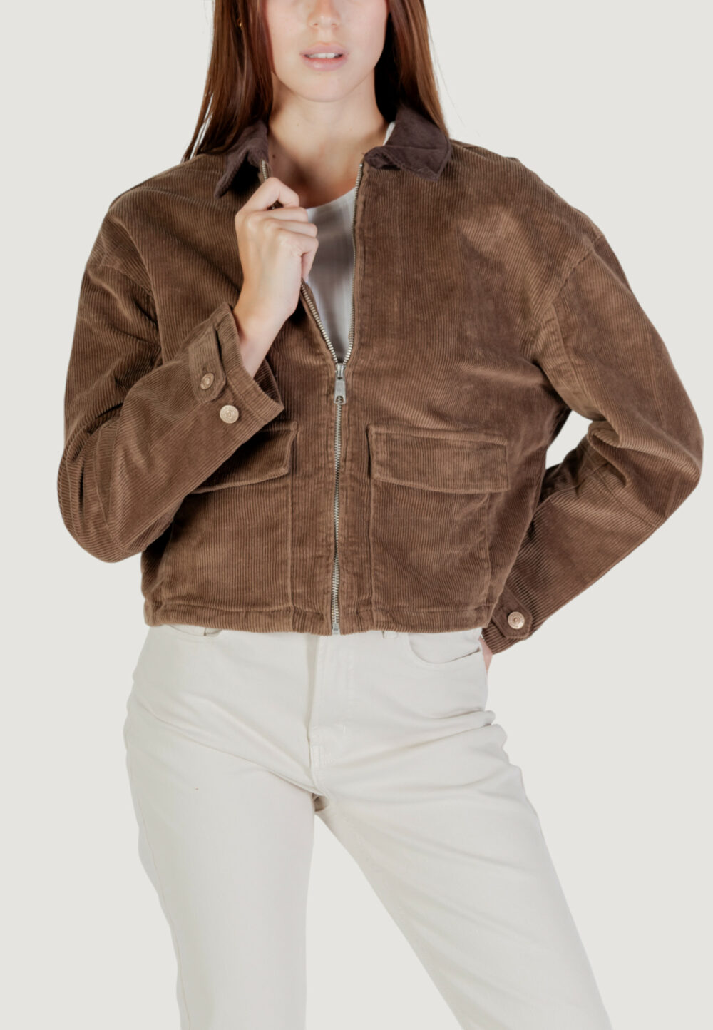 Giacchetto Only ONLGLOBAL L/S CORD JACKET CC PNT Marrone - Foto 1