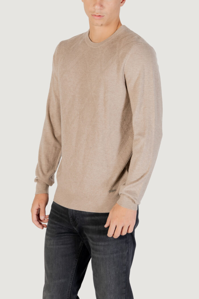 Maglia Guess JAMAAR CN STITCHED SWTR Beige scuro