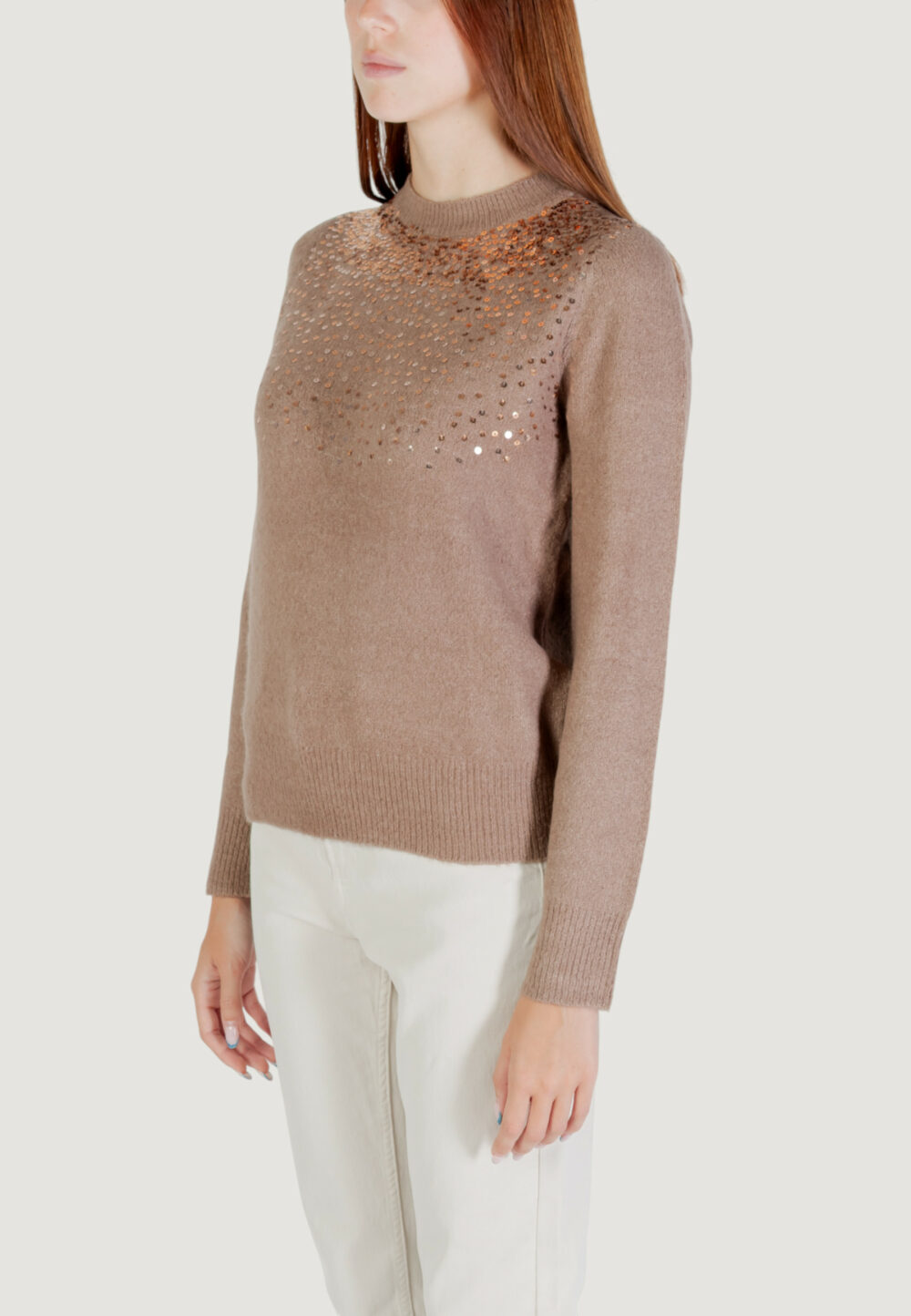 Maglione Jacqueline de Yong Jdyamina L/S O-Neck Sequin Pullover Knt Beige - Foto 2