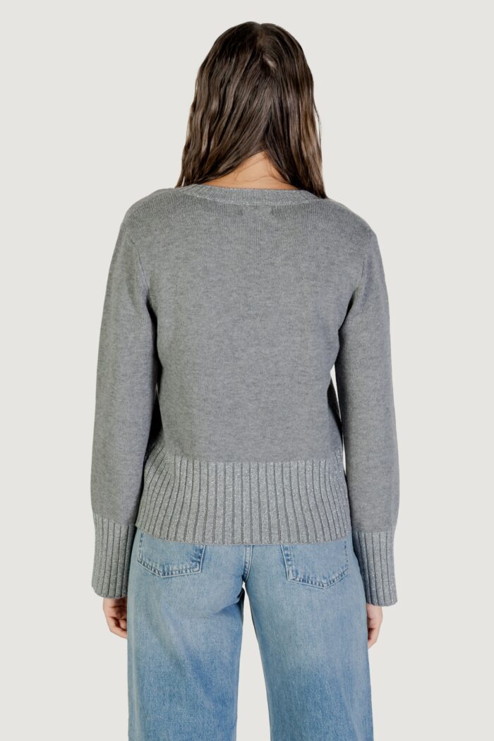 Maglione Jacqueline De Yong Jdyprime Lurex Life L/S V-Neck Pull Knt Grigio