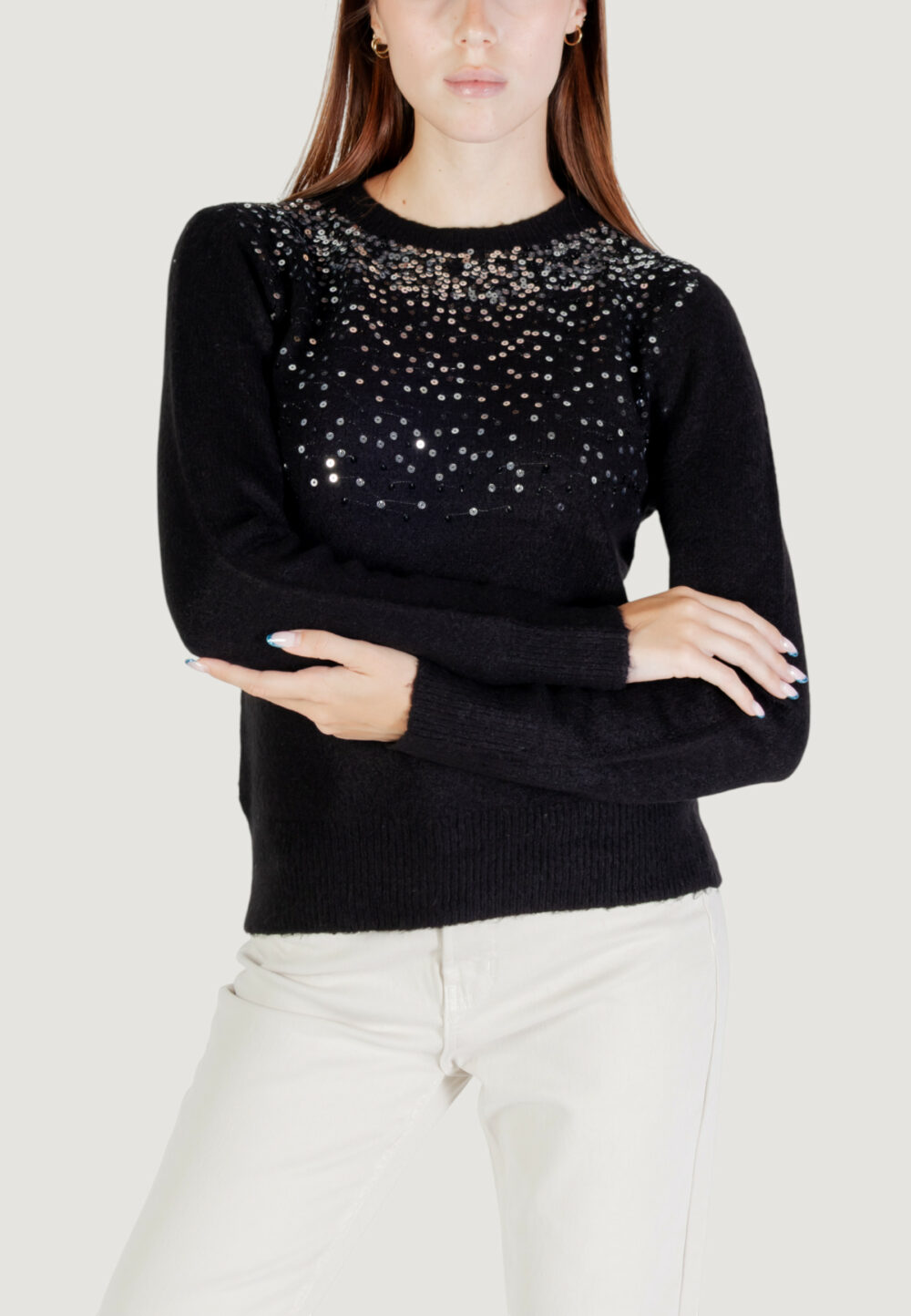 Maglione Jacqueline de Yong Jdyamina L/S O-Neck Sequin Pullover Knt Nero - Foto 1