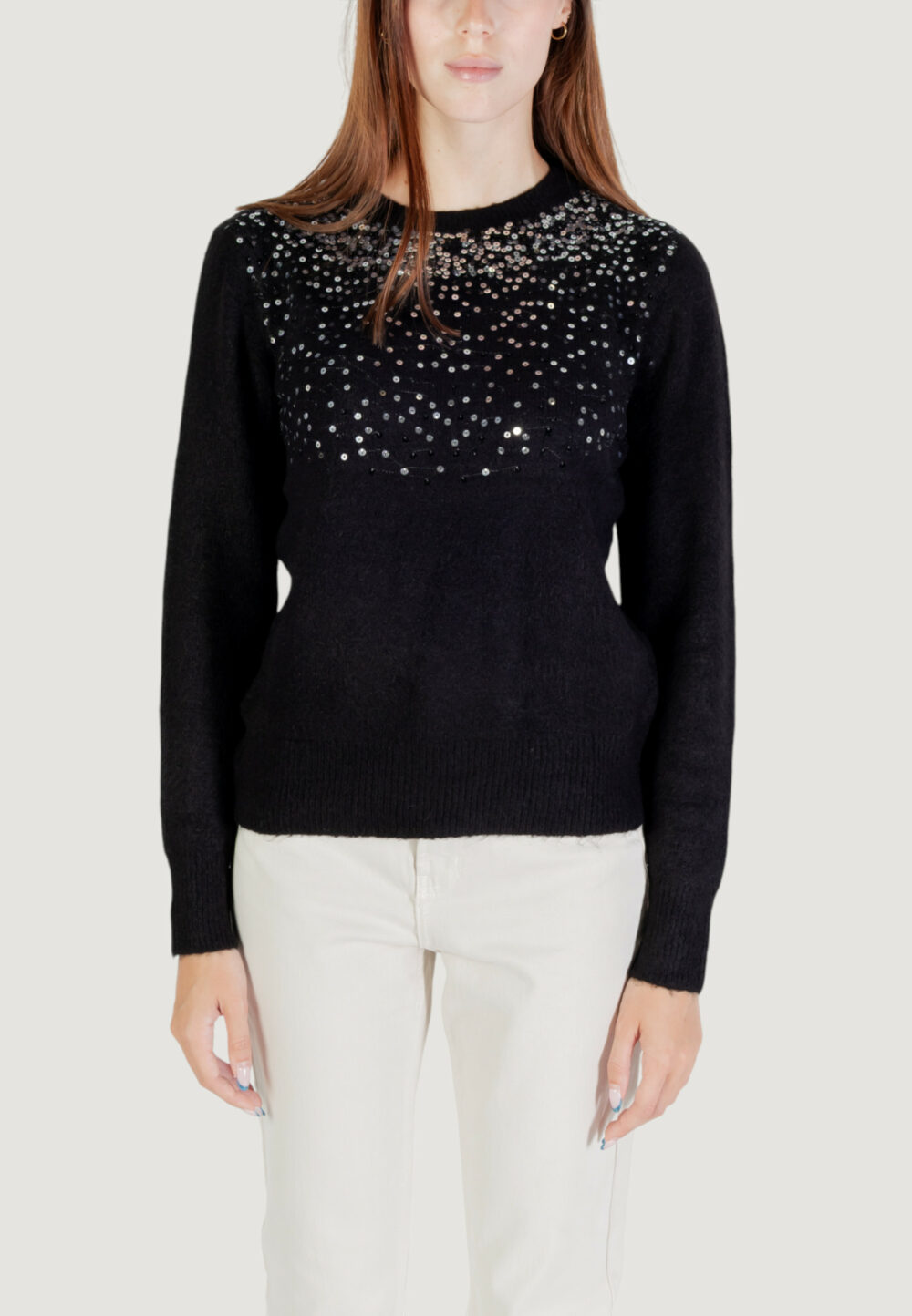 Maglione Jacqueline de Yong Jdyamina L/S O-Neck Sequin Pullover Knt Nero - Foto 5