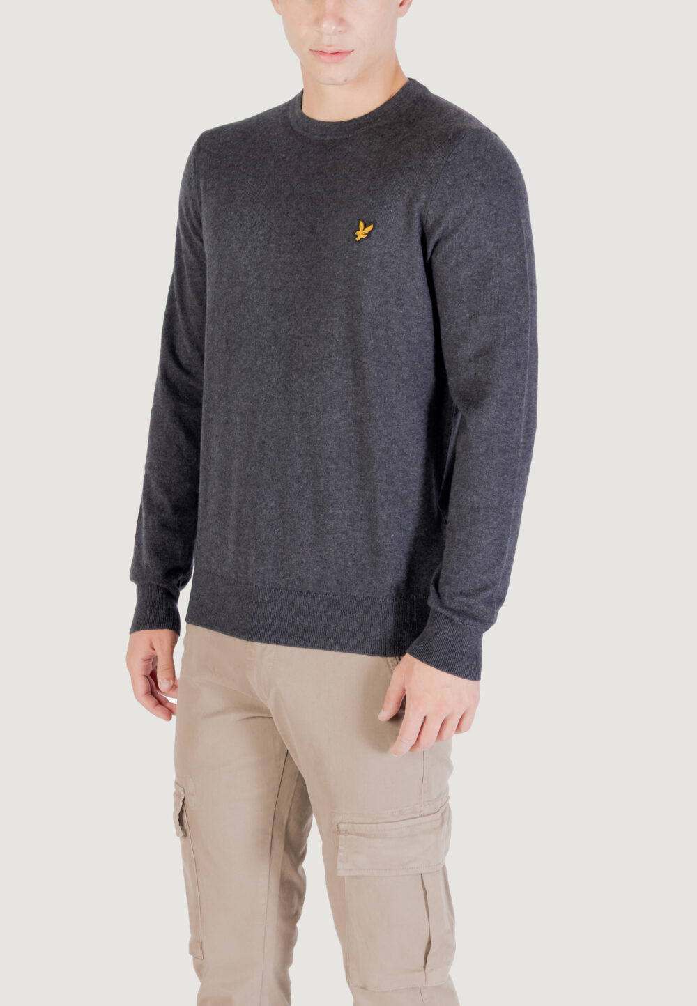 Maglione Lyle & Scott Cotton Merino Crew Neck Jumper Antracite - Foto 4