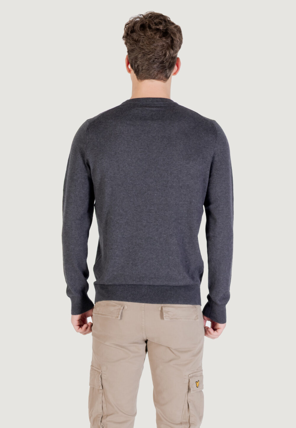 Maglione Lyle & Scott Cotton Merino Crew Neck Jumper Antracite - Foto 5