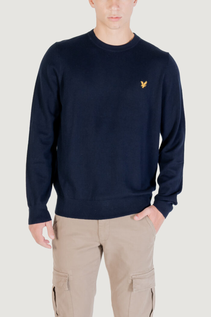 Maglione Lyle & Scott Cotton Merino Crew Neck Jumper Blue scuro – KN2110VC