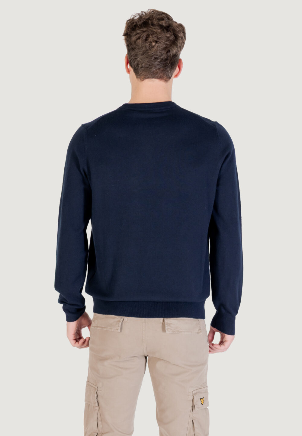 Maglione Lyle & Scott Cotton Merino Crew Neck Jumper Blue scuro - Foto 5