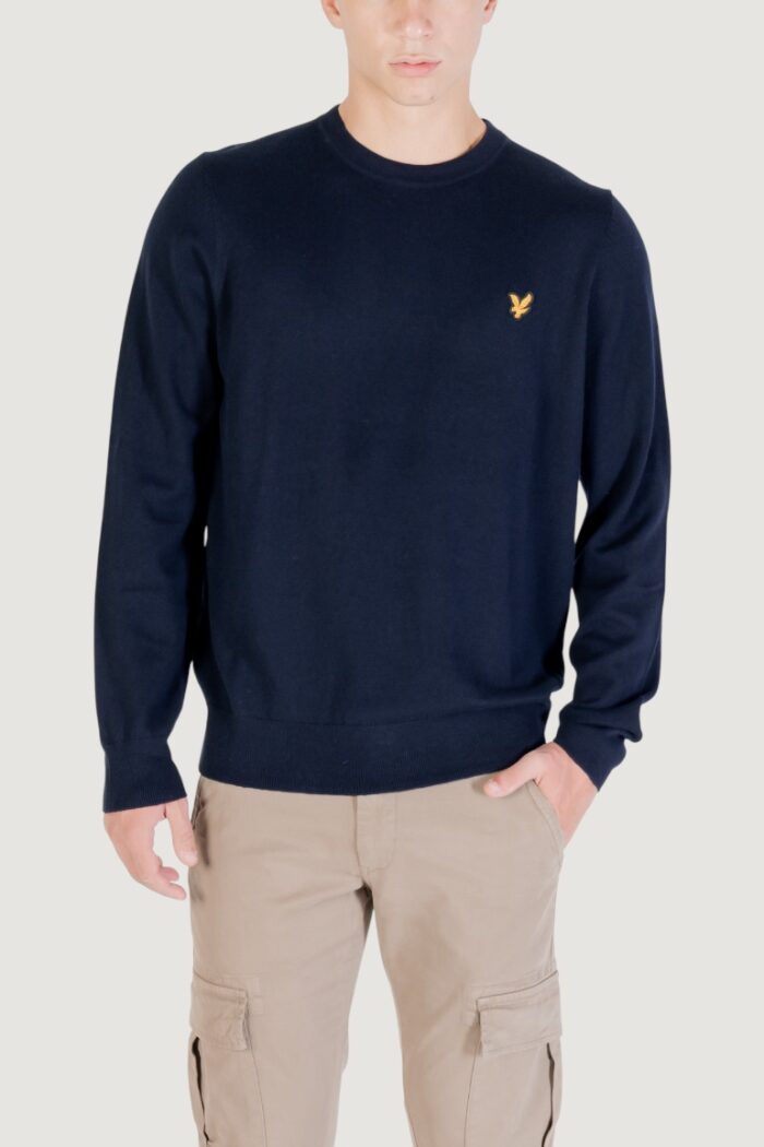 Maglione Lyle & Scott Cotton Merino Crew Neck Jumper Blue scuro