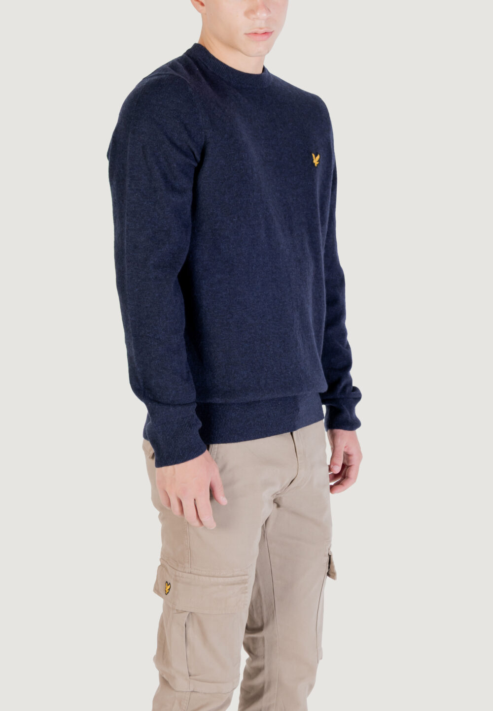 Maglione Lyle & Scott Lambswool Blend Crew Neck Jump Blue scuro - Foto 3