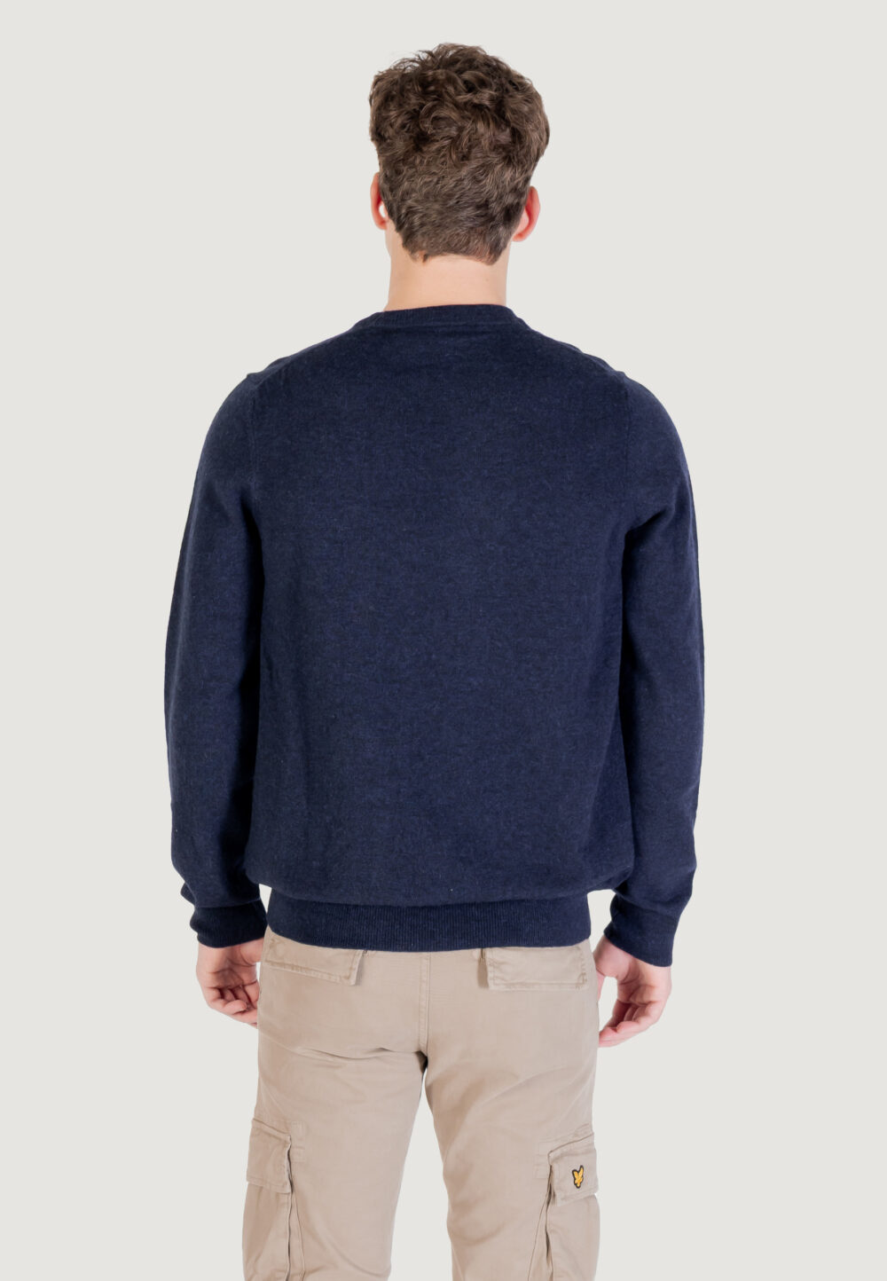 Maglione Lyle & Scott Lambswool Blend Crew Neck Jump Blue scuro - Foto 5