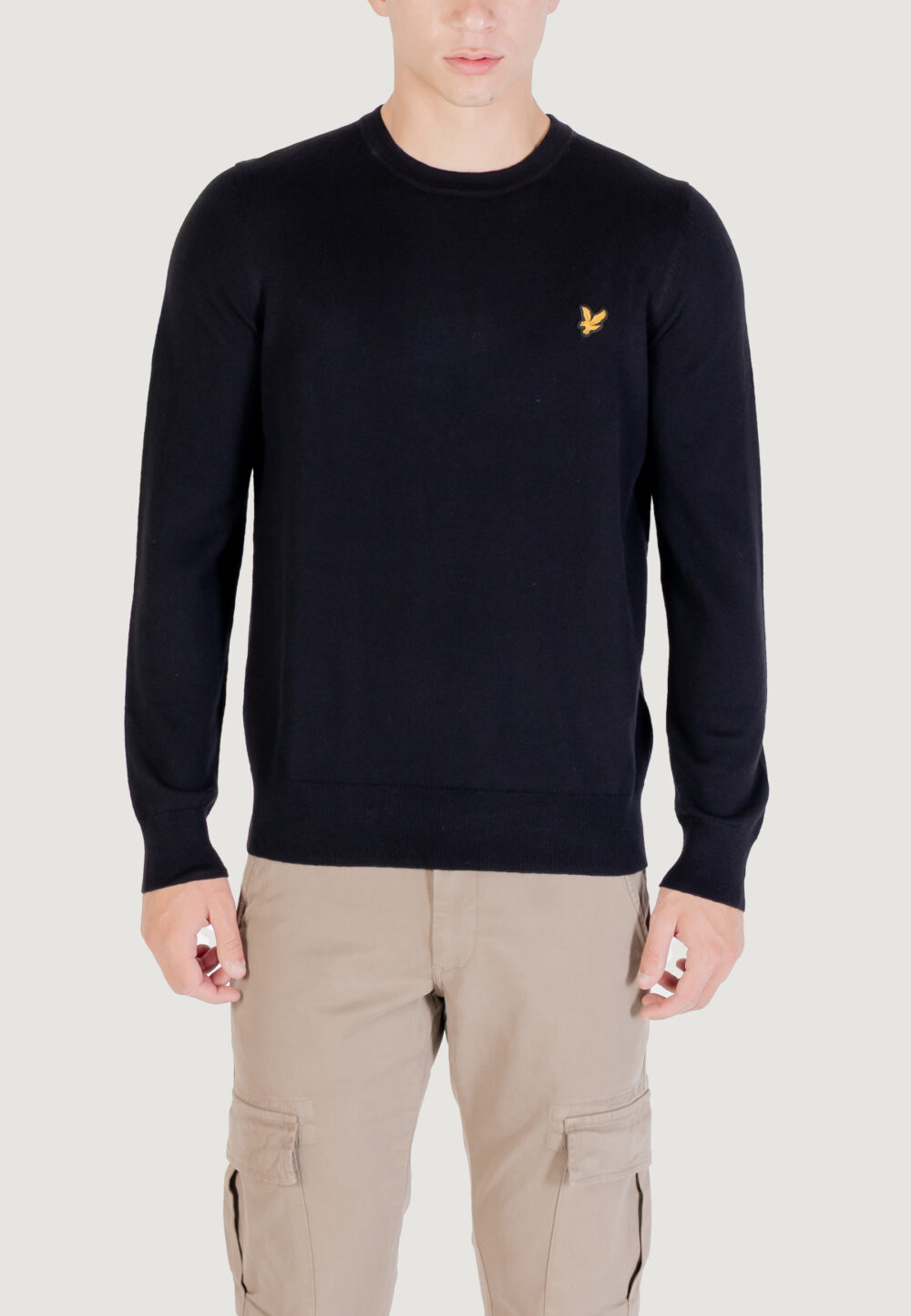 Maglione Lyle & Scott Cotton Merino Crew Neck Jumper Nero - Foto 1
