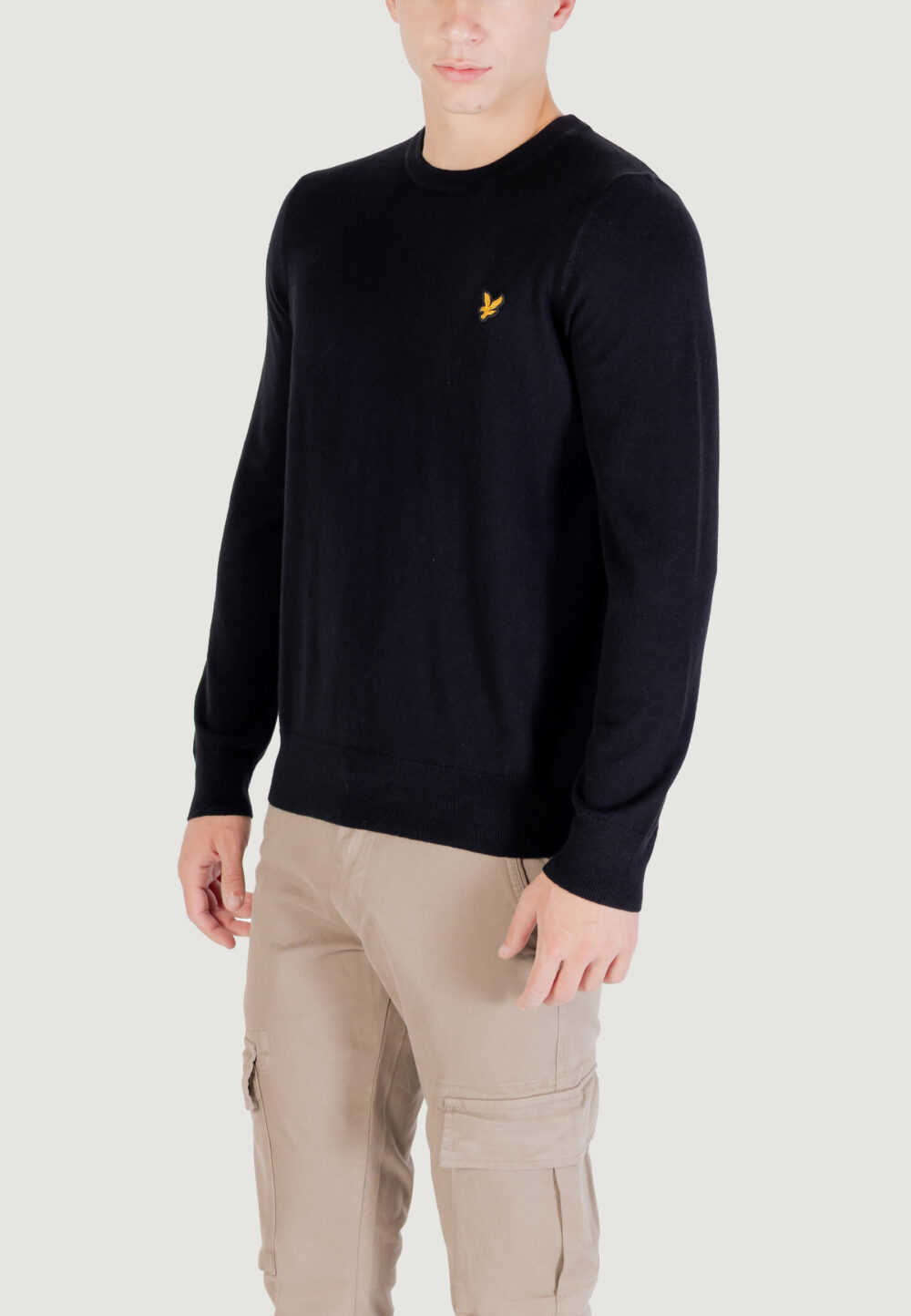 Maglione Lyle & Scott Cotton Merino Crew Neck Jumper Nero - Foto 3