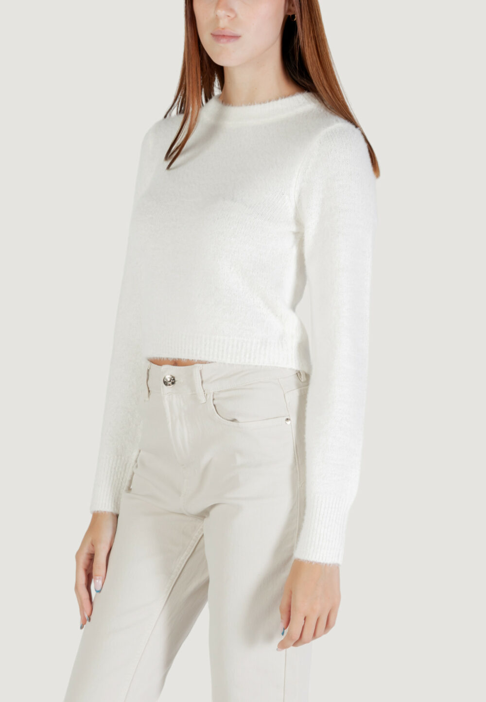 Maglione Only ONLPETRA LS SHORT O-NECK CC KNT Bianco - Foto 1