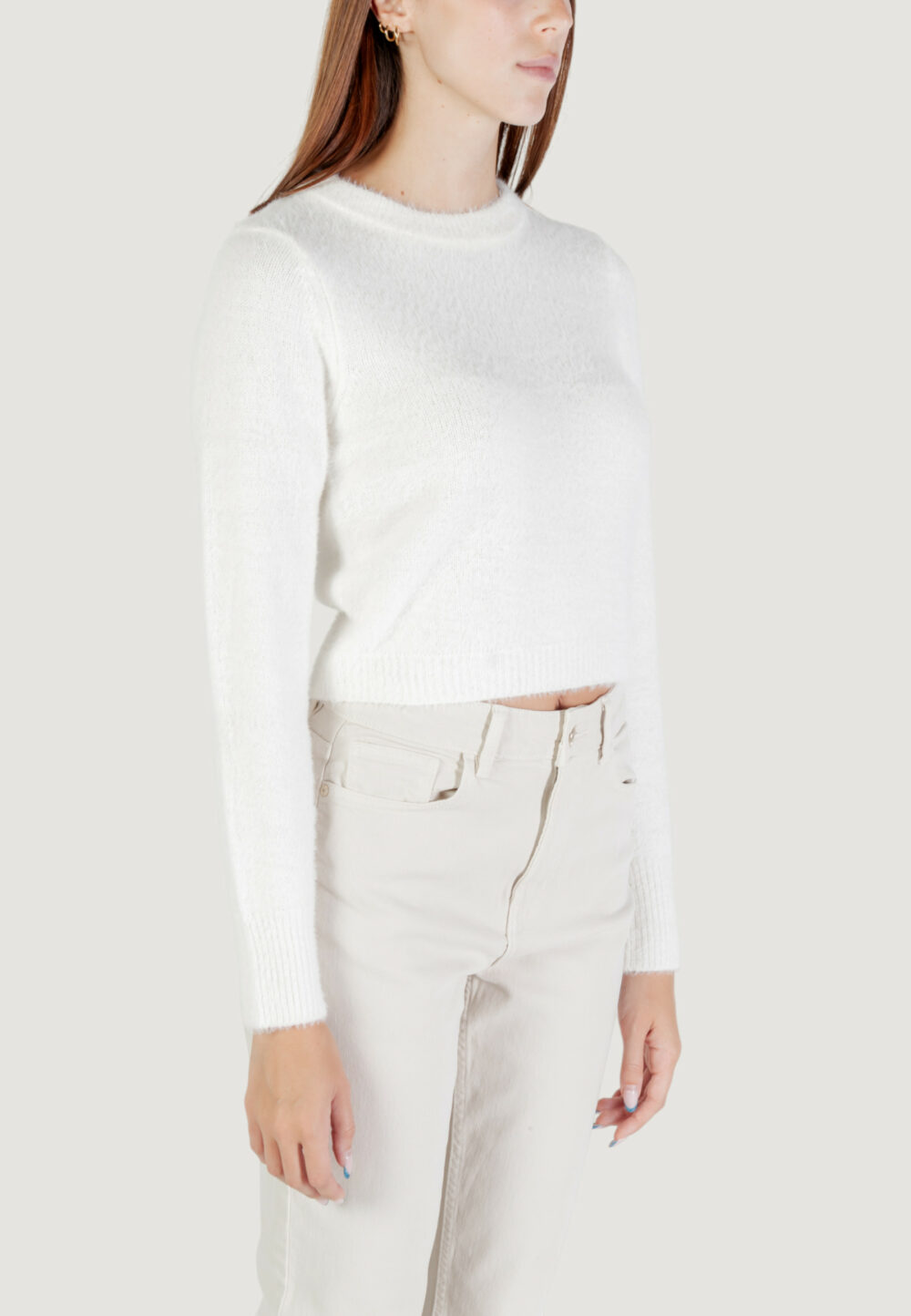 Maglione Only ONLPETRA LS SHORT O-NECK CC KNT Bianco - Foto 3