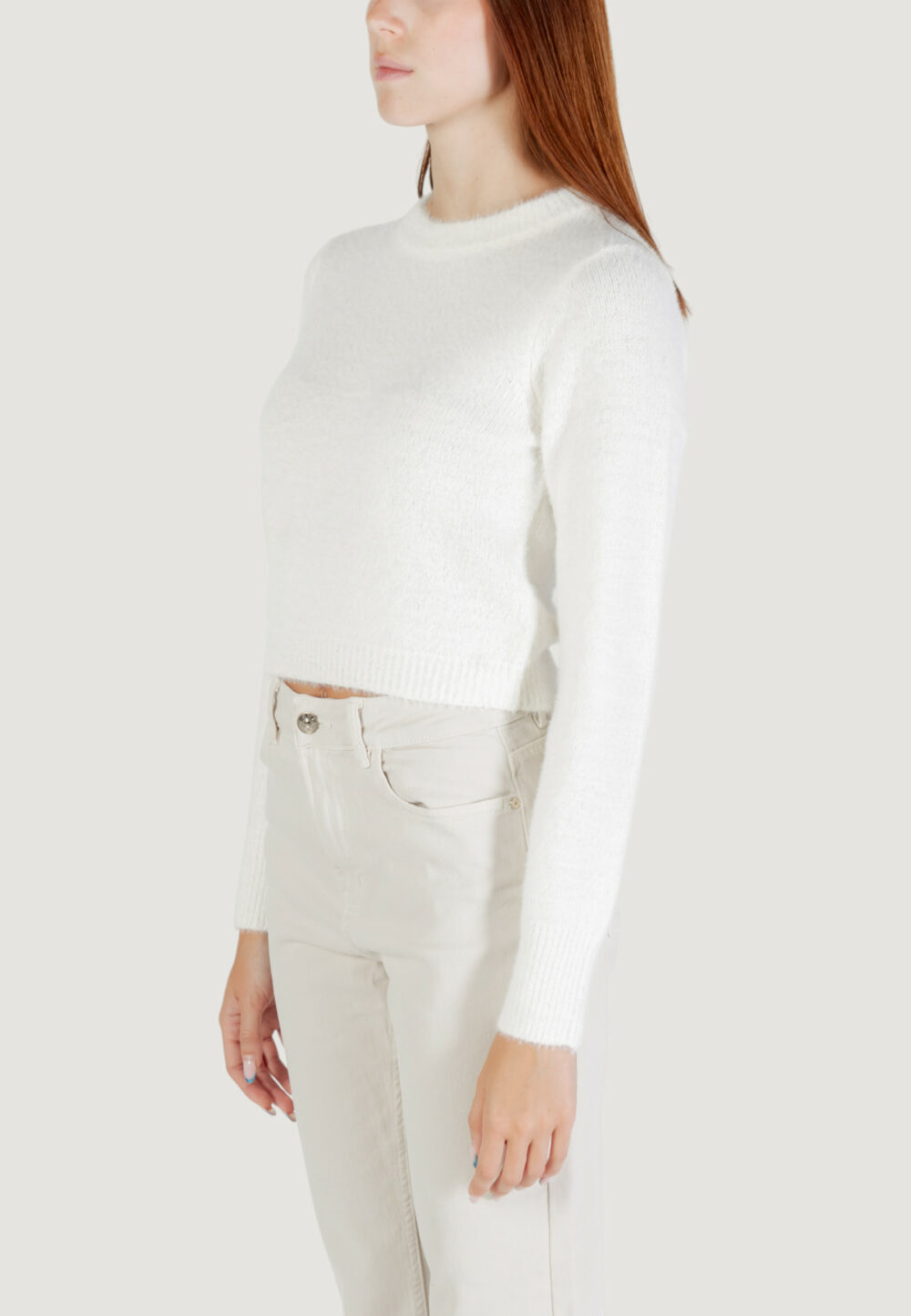 Maglione Only ONLPETRA LS SHORT O-NECK CC KNT Bianco - Foto 5